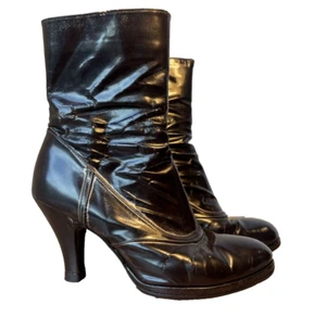 Dries Van Noten Brown Silver Trim Ankle Heeled Boots Distressed Italy 38 | 8 US - Picture 1 of 12