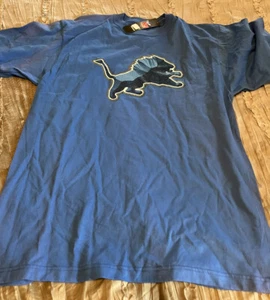 DETROIT LIONS Football REEBOK Vintage MEDIUM Shirt NFL Blue NEW Free Shipping - Picture 1 of 3