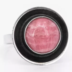 Gr. 56 - Vintage Georg Kramer Rhodochrosit-Cabochon Damenring in Silber 835 - Bild 1 von 6