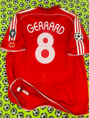 VINTAGE Adidas Liverpool Home Soccer Jersey Final Champions 2007 Steven Gerrard - Image 1 of 4
