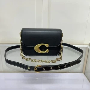 COACH Idol CM557 Chain Crossbody Bag Leather Black C Hardware Outlet New Unused - Picture 1 of 7