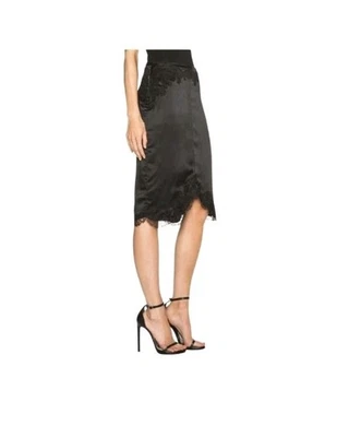 Rag & Bone Izabella Women's Black Satin Lace Silk Skirt Size 2 - Image 1 of 4