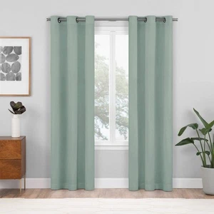 2pk 37"x95" Blackout Shadow Curtain Panels Dusty Aqua - Eclipse - Picture 1 of 9
