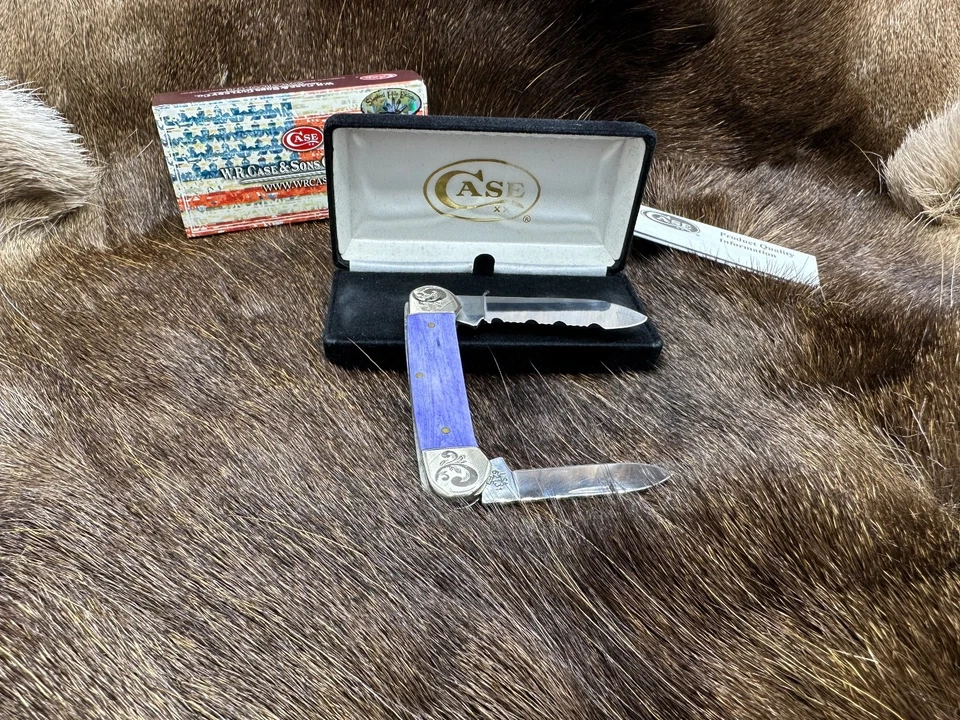 Cuchillo de canoa Case Halloween 62131 SS 2014 asas de hueso púrpura como nuevo SN#: 50 ++++ Foto 1 de 4