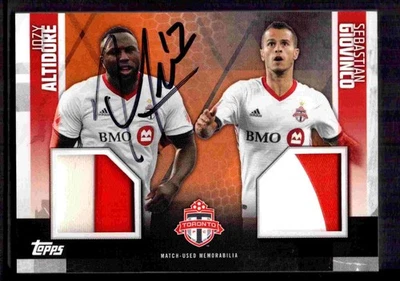 2019 Topps MLS Dual Relic Orange 15/25 Giovinco and Altidore auto Toronto FC - Image 1 of 2