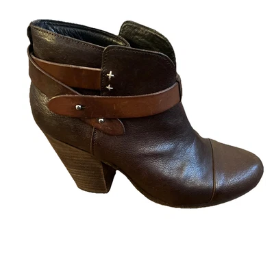Botas Rag & Bone Harrow Mujer 39 Tacón Bloque Cuero Marrón Botines Pull On Informales Foto 1 de 4