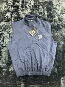 NWT FOOTJOY Mens Medium Blue Performance Wind Shirt 1/2 Zip Vest Golf Stretch - Picture 1 of 5