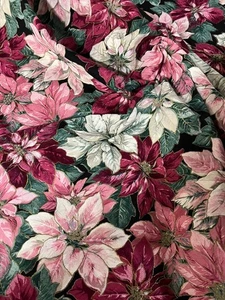 Concord Kessler Fabric Pink Burgundy Poinsettia Christmas Floral 39”x43” Cotton - Picture 1 of 3