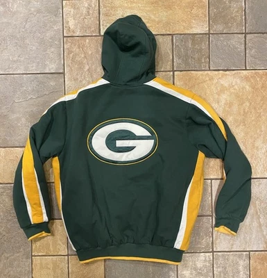 Jaqueta com capuz masculina Green Bay Packers acolchoada com zíper logotipo traseiro tamanho XXL - Imagem 1 de 4