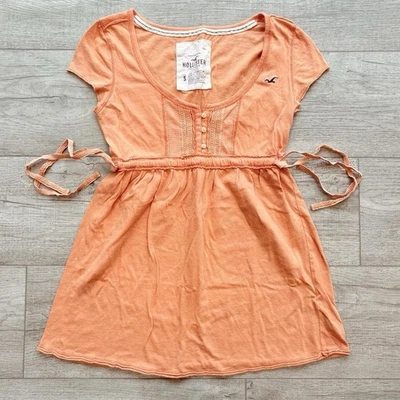Vintage Early 2000’s Orange Hollister Babydoll Short Sleeve Top Women’s S - Image 1 of 2