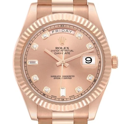 Rolex President Day-Date II 41 oro rosa diamante reloj para hombres 218235 caja tarjeta Foto 1 de 4