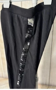 zara girls 13-14 Black Leggings With Silver Sequin Stripe - Picture 1 of 7