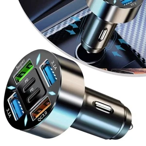 Chargeur Voiture 1*12-24V ABS Alliage Aluminium Noir Chargeur Voiture Neuf - Photo 1 sur 12
