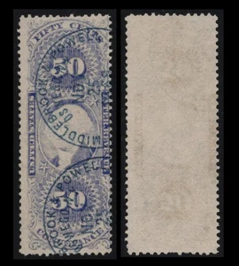 R54e REVENUE 1st Issue 50c CONVEYANCE ULTRAMARINE Handstamped SEE PHOTOS Q-643 - Picture 1 of 1