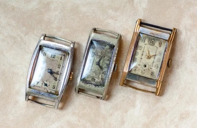 3 German Art Deco Watches - HW - For restoration or parts / Working - 1930s - Imagen 1 de 4