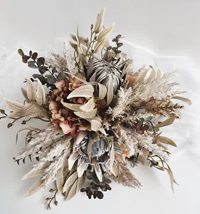 Australian Native Flower Wedding Bouquet Faux Silk Dried Flowers Bridal Bouquets - Picture 1 of 7