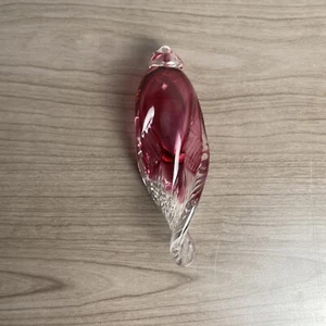 Hand Blown Art Glass Hanging Icicle Swirling Hanging 5.5" Red & Clear - Picture 1 of 6