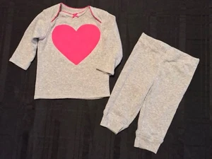 Carter's Baby Girl 2pc Heart Print Pajamas Size 3M - Picture 1 of 3