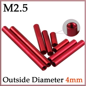 M2.5 Deep Red Aluminum Column Round Threaded Sleeve Stud Standoff Nut OD:4mm - Picture 1 of 8