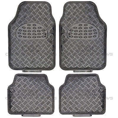 Full Metal Design Car Floor Mats Heavy Duty Metallic 4 pc Front Rear Set Carbon - Image 1 of 4