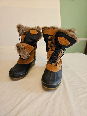 Botas de invierno Land’s End de cuero para mujer talla 6 usadas azules Foto 1 de 4