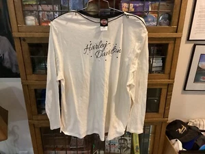 HARLEY DAVIDSON Ivory SCRIPT L/S w Zip Shoulders Shirt Marion, IL Gr. XXL - Cool - Bild 1 von 13