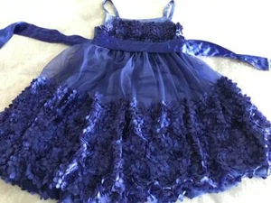 Girls Size 8 Sapphire Blue Party Dress ~ Bonnie Jean ~ Petal Embellished Skirt - Picture 1 of 9
