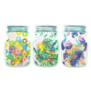 100 Print Designed Mason Jars Shaped Stand Up Bags for Freeze Dried Packaging - Picture 1 of 6