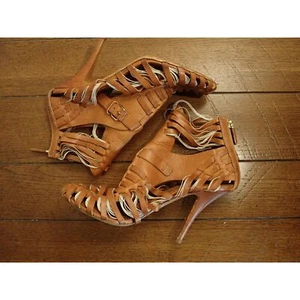 Givenchy Italy Strappy Sandle High Heel Size 39 Brown Gladiator Leather READ - Picture 1 of 14