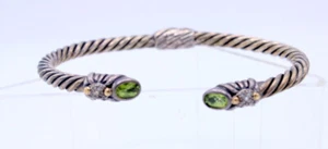 Samuel B  Benham BJC Sterling Silver 18K Bracelet Twisted Cable Peridot FREE Sh - Picture 1 of 8