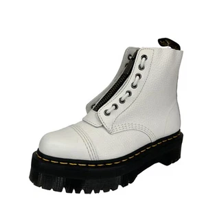 Dr. Martens Sinclair Women's Milled Nappa White Pebbled Leather Boots Size 7M - Picture 1 of 11