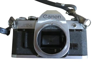 Vintage Canon AT-1 Silver SLR 35mm Film Camera Body Only - LEVER JAMMED - Picture 1 of 6