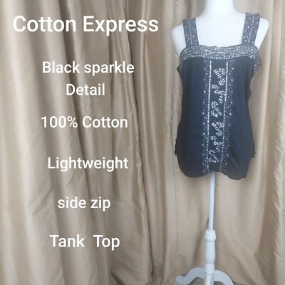 Хлопковый экспресс черный блестящий легкий боковой топ на молнии размер 14 Вт - Изображение 1 из 4