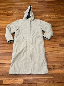 Lands’ End Womens Parka Jacket Size Small Beige Long Trench Hooded Fleece Lined - Picture 1 of 8