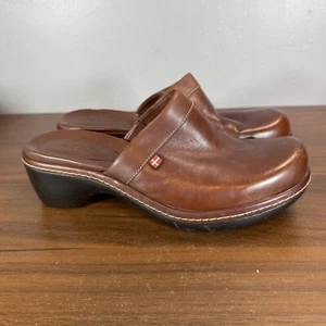 ECCO Shoes Womens 36 Brown Leather Clogs Slip On Casual Comfort Ladies - Picture 1 of 10