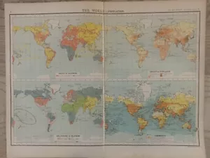 1902 World Population Chart By John Bartholomew Race, Religion, Density Etc - Picture 1 of 5