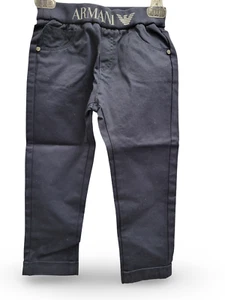 NWT New Armani Junior Navy Pants with Logo on Waistband Size 36m - Picture 1 of 2