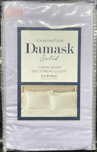 Charter Club Damask 100% Supima Cotton 550 Thread Count Pillow Sham  KING  Lilac
