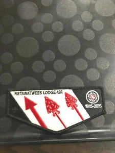 OA NETAWATWEES LODGE 424 100th ANN 1915-2015 FLAP - Picture 1 of 1