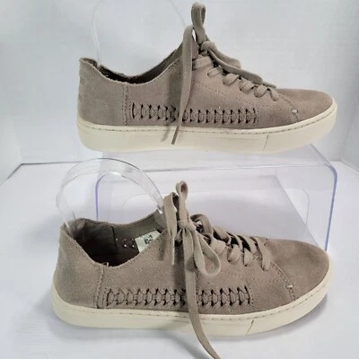 Toms Womens 7.5 Neutral Tan Suede Lace-Up Low Top Sneakers Casual Shoes Boho - Image 1 of 4