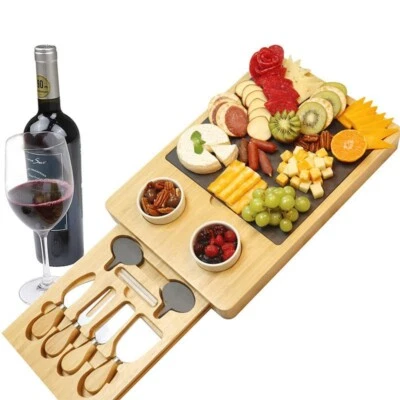 ¡¡¡Oferta!!! Tablero de Queso de Bambú con Herramientas, Tablero de Charcutería con Juego de Utensilios Foto 1 de 4