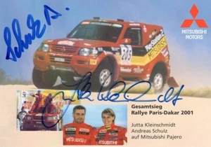 Jutta Kleinschmidt & Andreas Schulz - 2001 - original signierte Autogrammkarte - Picture 1 of 1