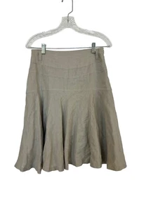 ZARA Size M Beige Linen Blend Midi Lagenlook Boho A Line Zip - Picture 1 of 11