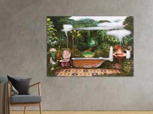 Jacek Yerka Bathroom Painting 90x60cm Stretch Canvas 100% Made By Australia - Picture 1 of 1