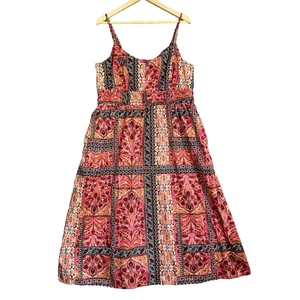 Old Navy Dress Womens XL Pink Paisley Boho Sundress Milkmaid Babydoll Floral - Picture 1 of 12