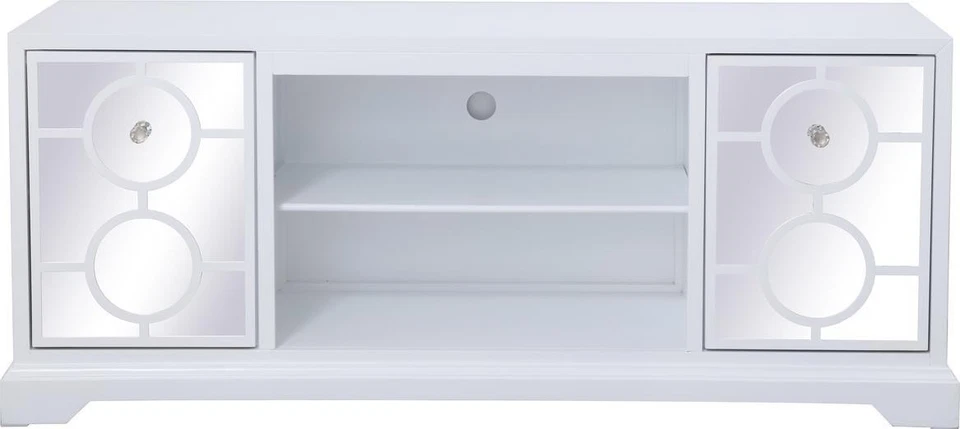 Consola multimedia con soporte de TV espejo blanco transparente de 60 pulgadas madera maciza Foto 1 de 1