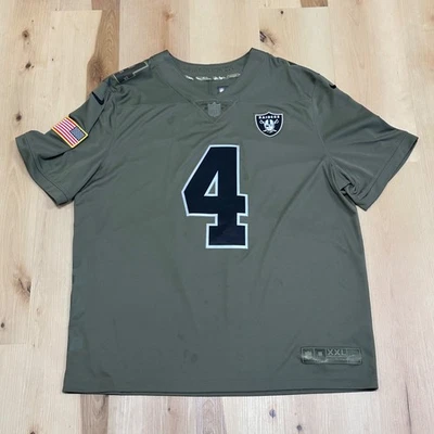 Nike Oakland Las Vegas Raiders Derek Carr #4 NFL Jersey Men's Size XXL Military - Image 1 of 4