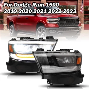 Pair Full LED Headlights Halogen Headlamps Upgrade For Dodge Ram 1500 2019-2023 - Picture 1 of 12