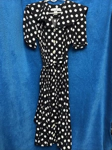 Jonathan Martin Black White Polka Dot Colored Flowy Vintage Dress 1268 - Picture 1 of 13