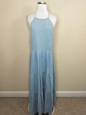 Venus 1X Chambray Denim Maxi Dress Smocked Tiered Cowgirl Western Chambray - Image 1 of 4